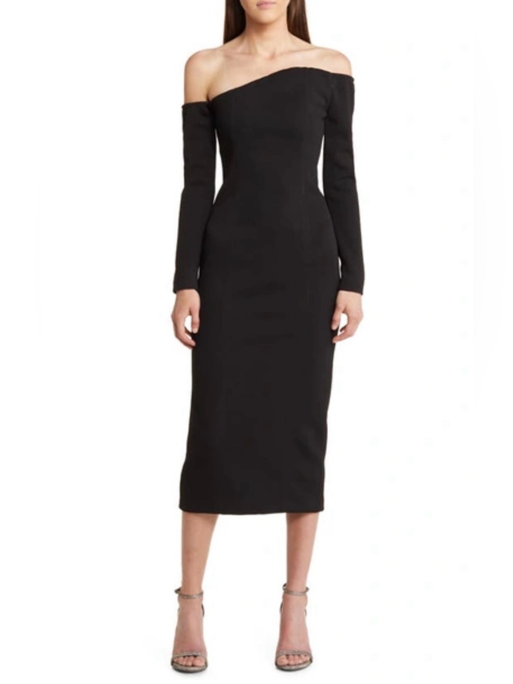 Misha Collection Manhattan Long Sleeve Cocktail Dress in Black. Size Medium.
